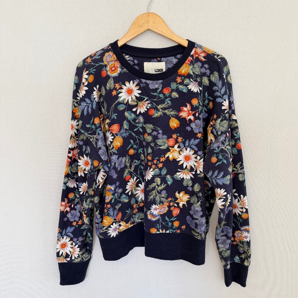 LCKR Women’s Size Large Floral Crewneck Heavyweight Sweatshirt